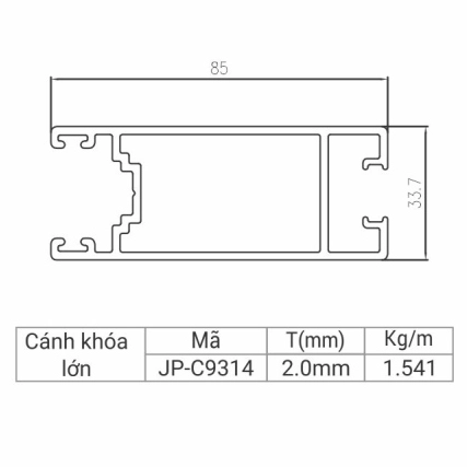 JP-C9314 - Cánh khóa lớn bản 85 hệ 93