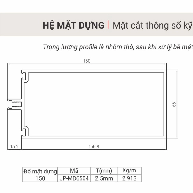 JP-MD6504 - Đố mặt dựng 150