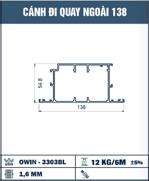 OWIN-3303BL - Owin - Cánh cửa đi quay ngoài 138
