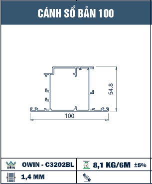 OWIN-C3202BL - Owin - Cánh cửa sổ bản 100