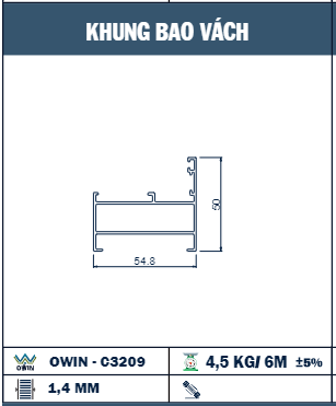 OWIN-C3209 - Owin - Khung bao vách kính