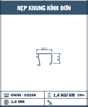 OWIN-C3296 - Owin - Nẹp khung kính đơn