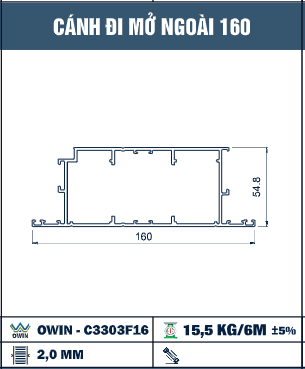OWIN-C3303F16 - Owin - Cánh cửa đi quay ngoài 160