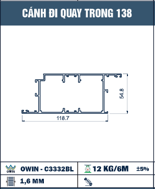 OWIN-C3332BL - Owin - Cánh cửa đi quay trong 138