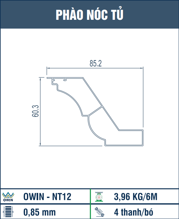 OWIN-NT12 - Phào nóc tủ