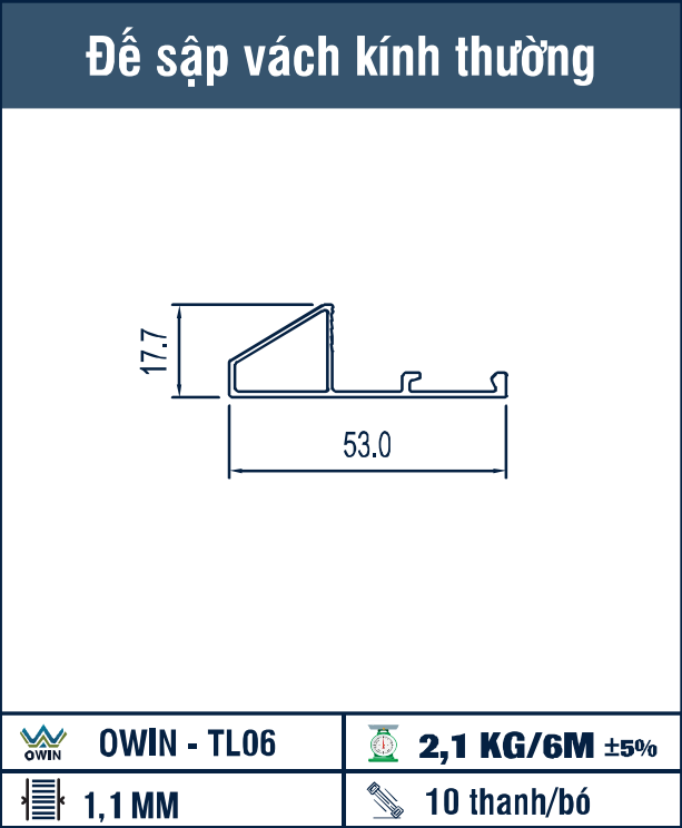 OWIN-TL06 - Đế sập vách kính thường