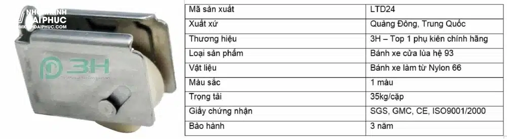 Bánh Xe Cửa Lùa LTD24