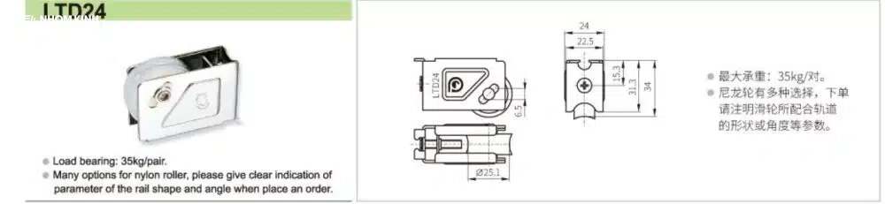 Bánh Xe Cửa Lùa LTD24