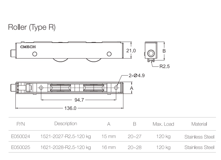 Bánh xe đôi 120kg Cmmech E050025