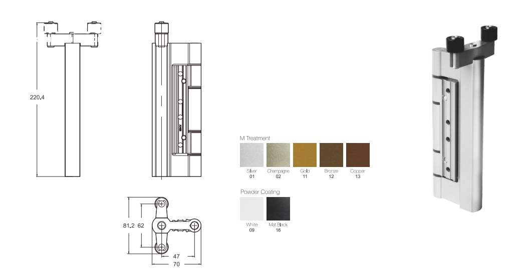 Bánh xe trên dẫn hướng (tích hợp bản lề) (Bạc) Cmech G050002-01 dùng cho cửa xếp trượt