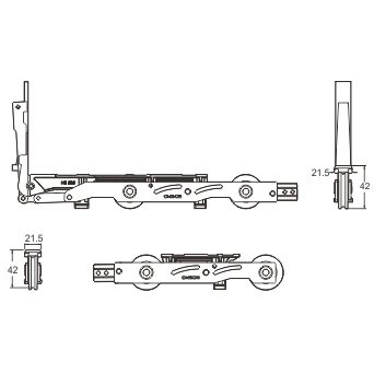 Bánh xe trước & sau hệ cửa đi trượt - nâng Cmech F800016