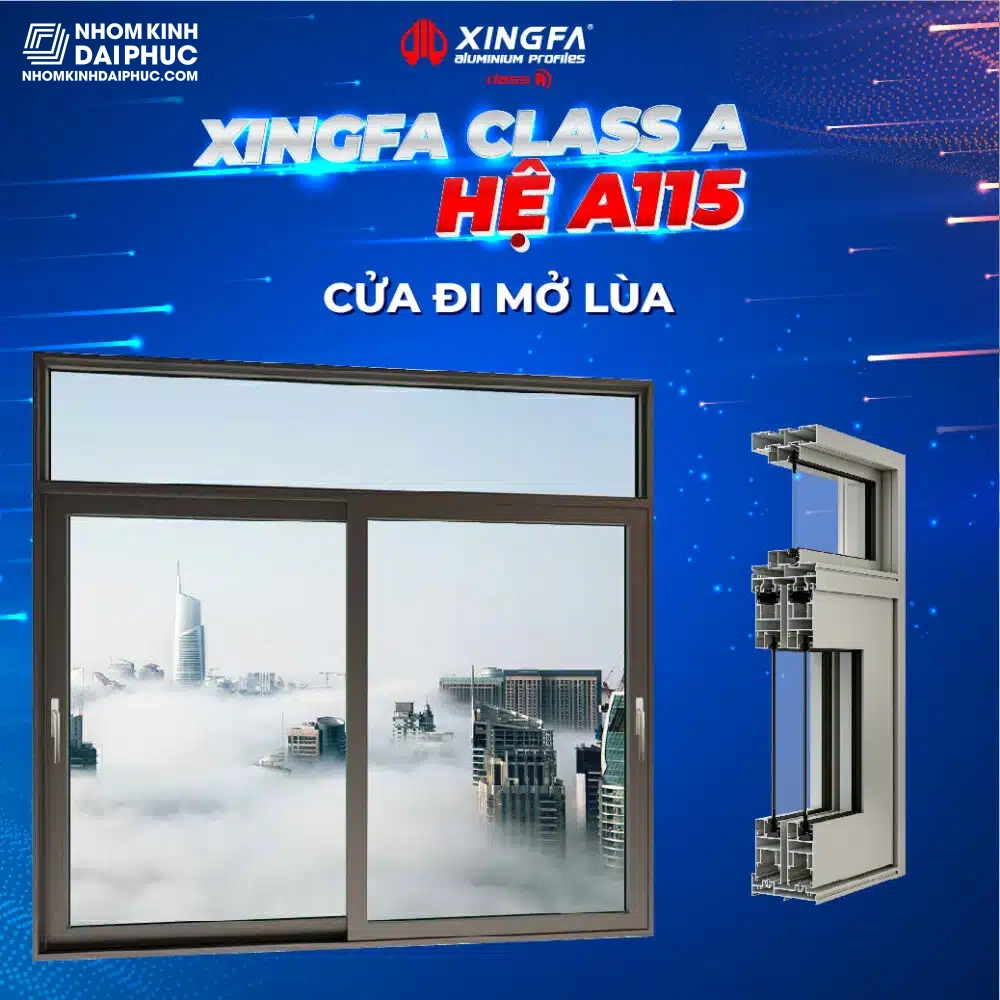 Cửa đi lùa nhôm Xingfa Class A hệ A115