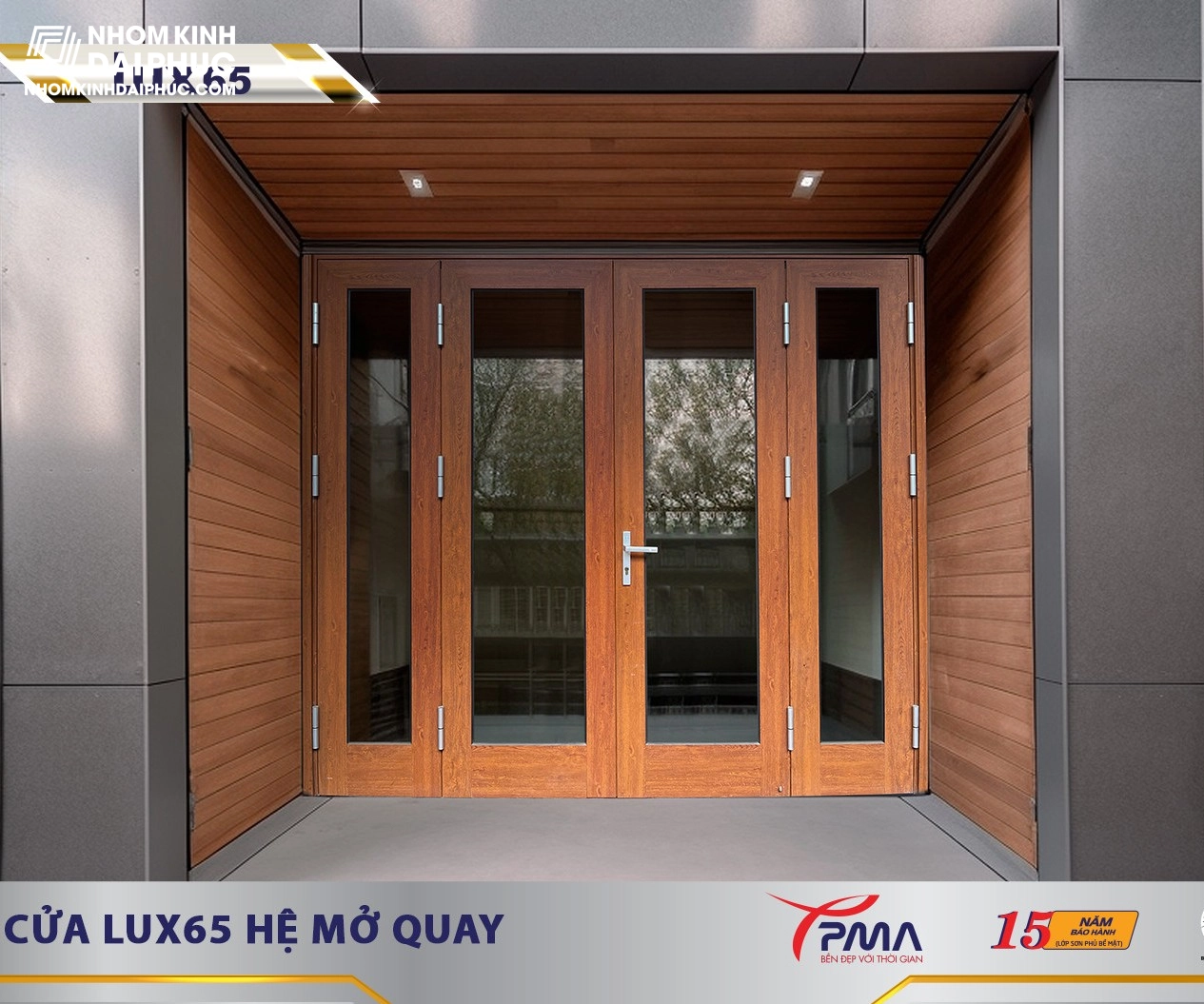 Cửa Đi Mở Quay Cao Cấp PMA Hệ Rãnh C Châu Âu Lux65