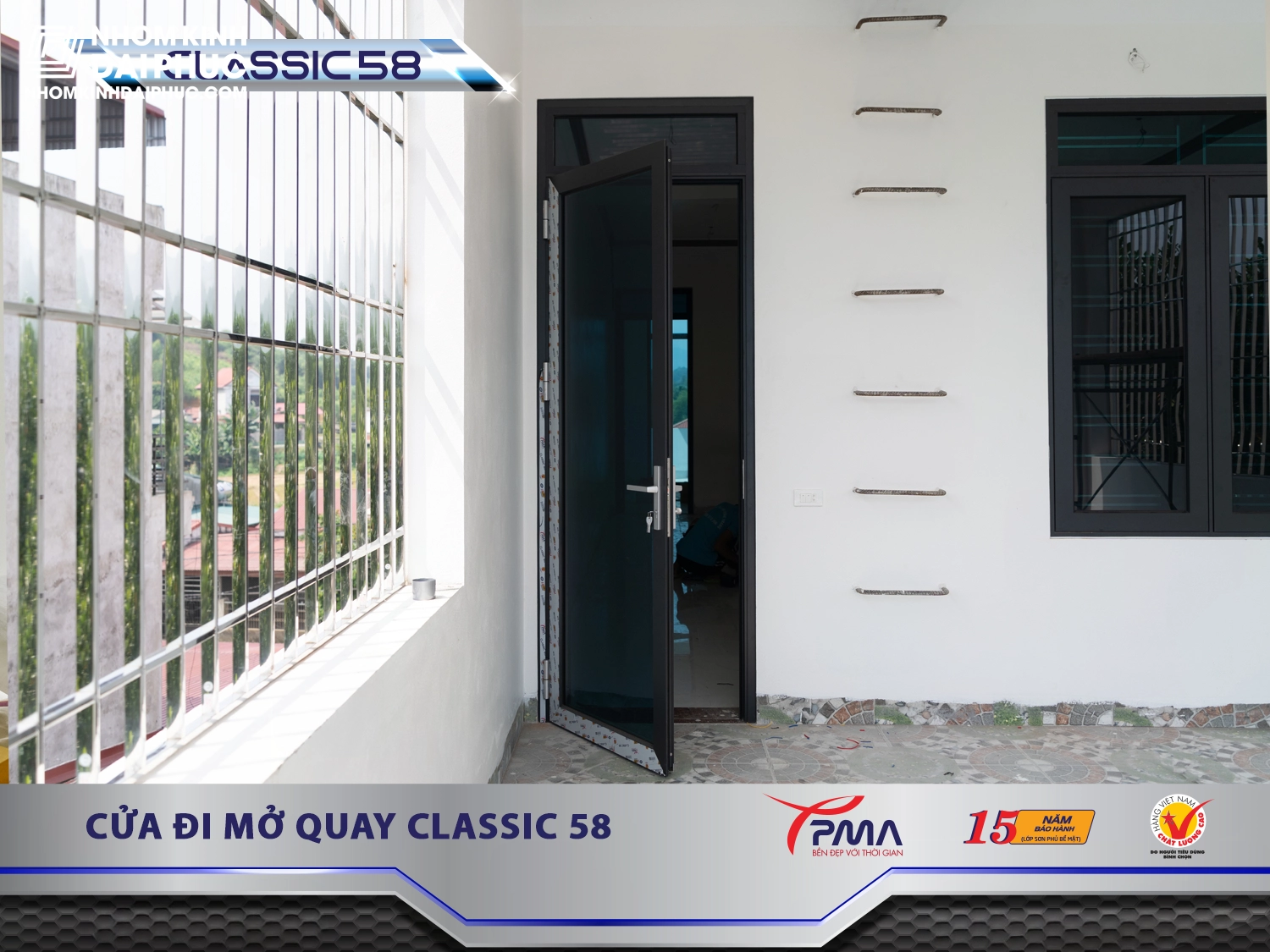 Cửa đi 1 cánh mở quay PMA hệ Classic 58 