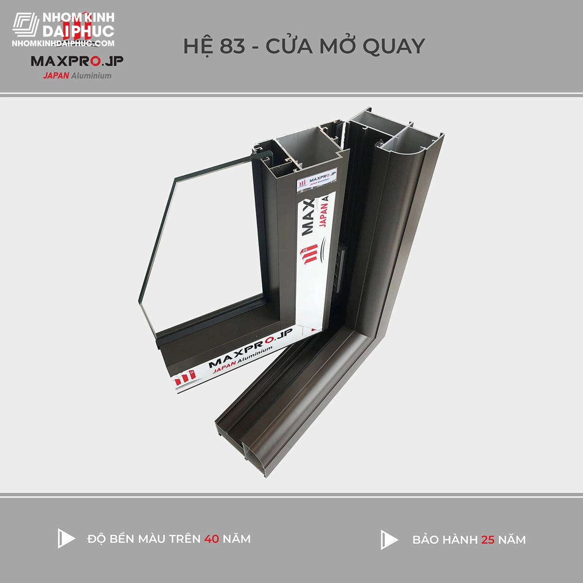 Cửa đi nhôm Maxpro hệ 83 màu nâu thu