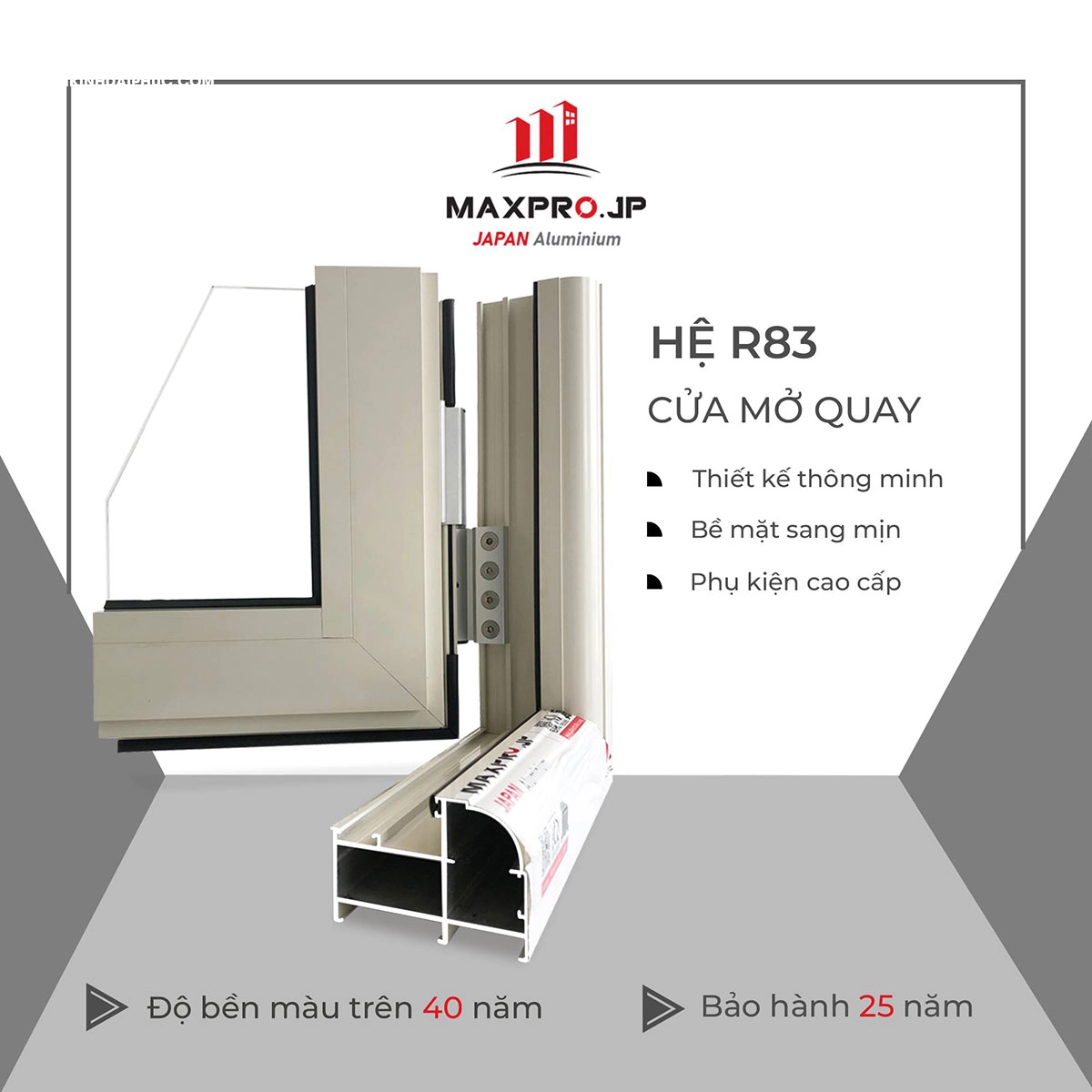 Cửa đi nhôm Maxpro hệ 83 màu trắng