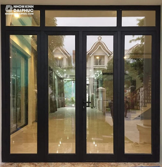 Cửa nhôm Xingfa 4 cánh mở quay màu đen