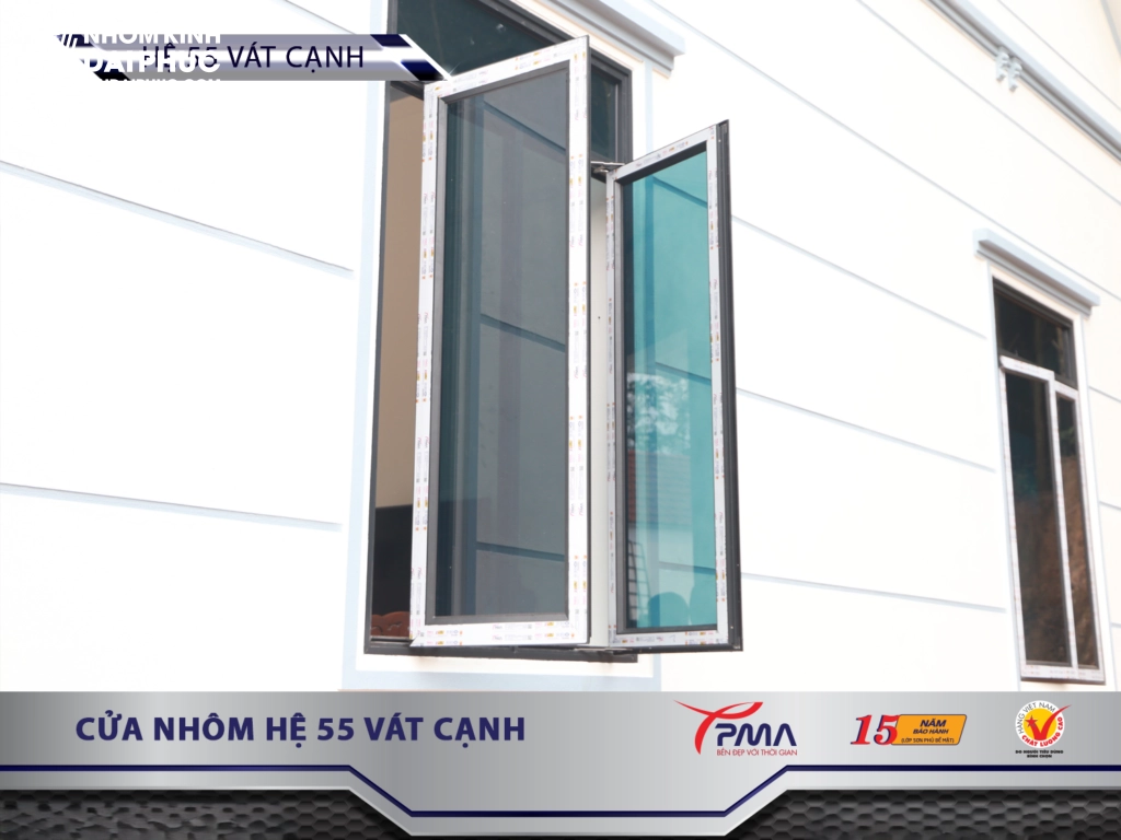 Cửa sổ mở quay nhôm PMA hệ 55 Vát cạnh