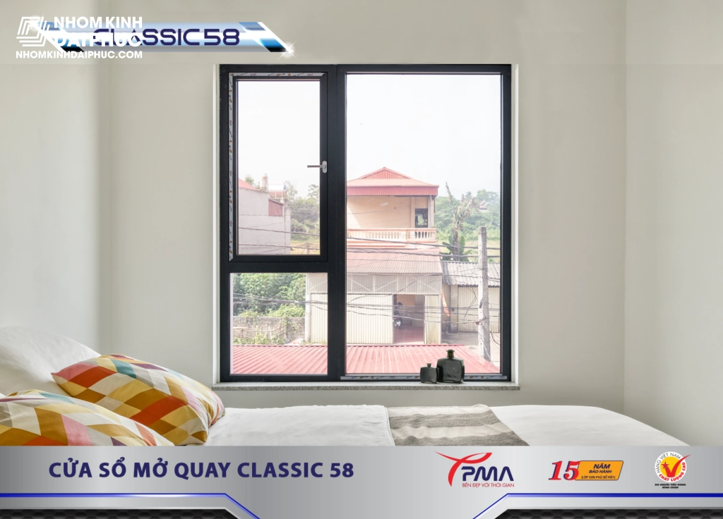 Cửa sổ mở quay nhôm PMA hệ Classic 58