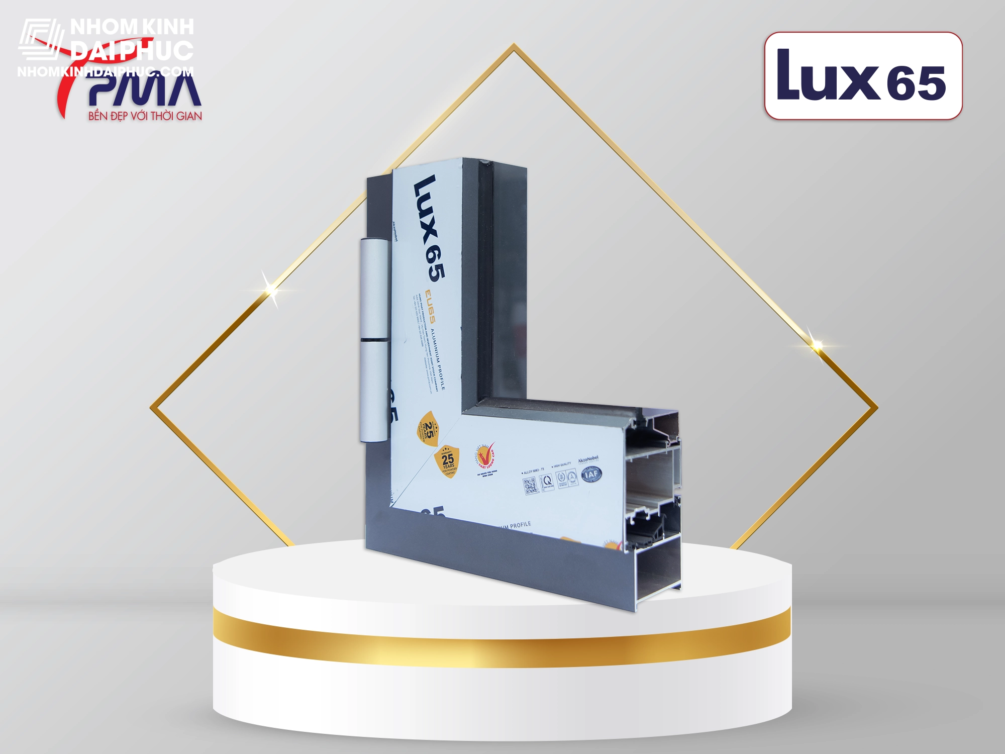 Cửa sổ nhôm PMA mở quay hệ Lux65