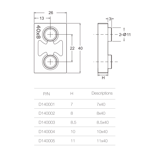 Đệm bản lề Bản lề 3D dày 8,5mm Cmech D140003