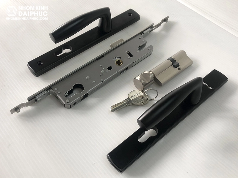 Khoá cửa Janus dành cho cửa nhôm tay tròn màu đen-3