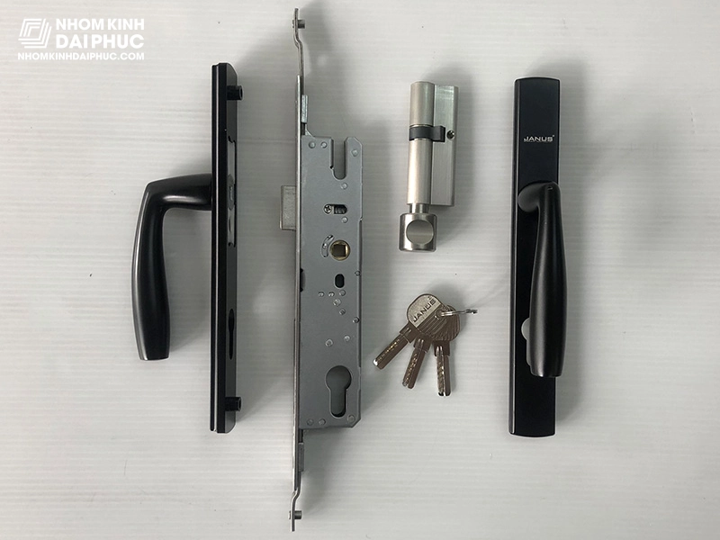 Khoá cửa Janus dành cho cửa nhôm tay tròn màu đen-5