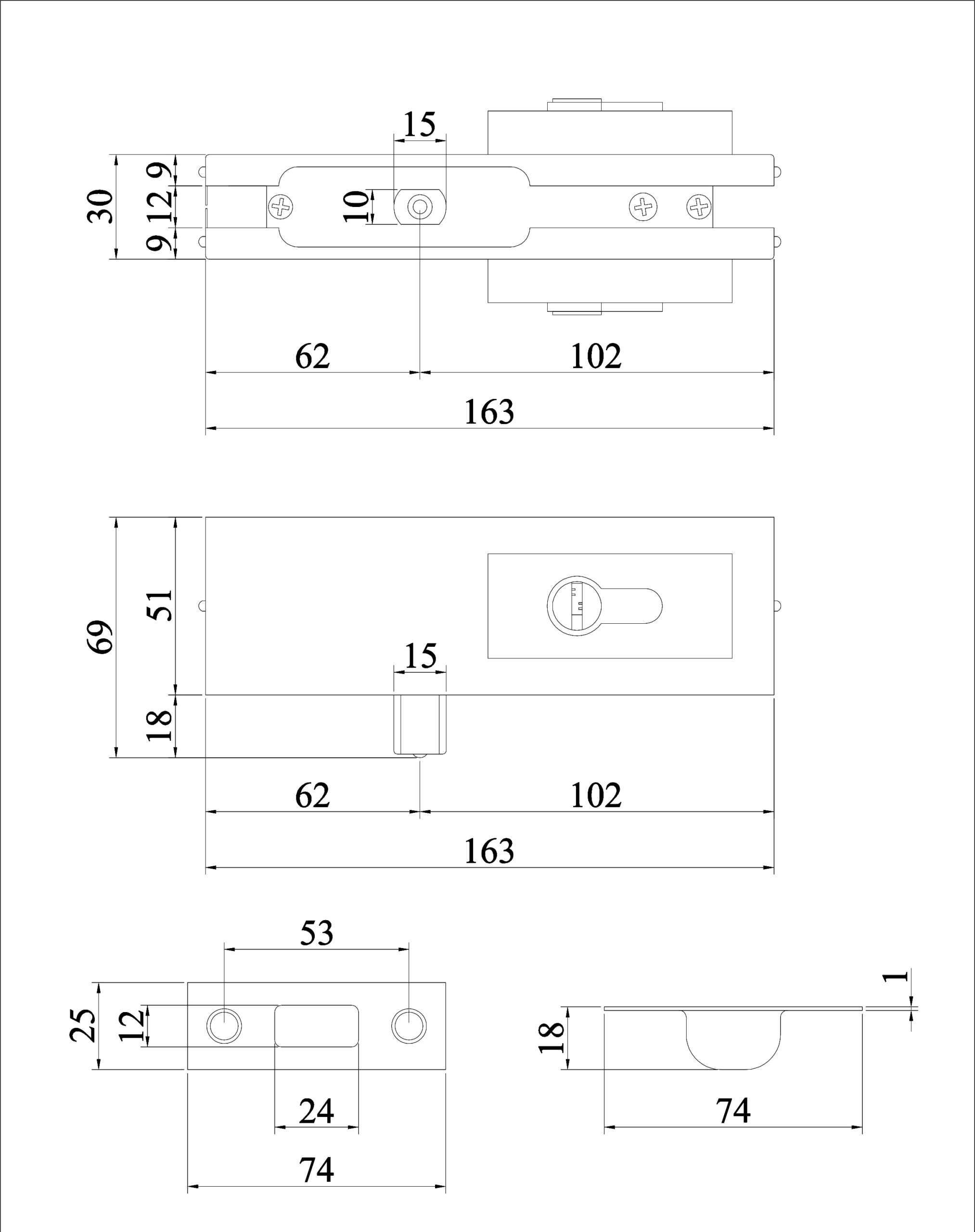 Khóa sàn cửa kính VICKINI 61500.001 MBG màu vàng