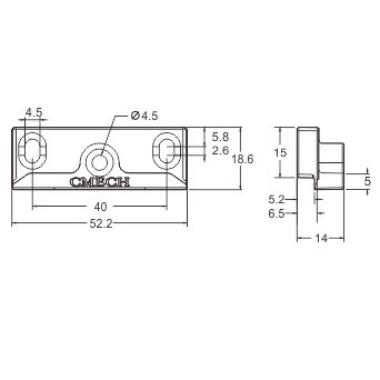 Phụ kiện Cmech. Vấu 3 lỗ cửa 1 cánh V17