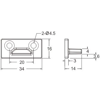 Phụ kiện Cmech. Vấu cửa 1 cánh đầu cao V16