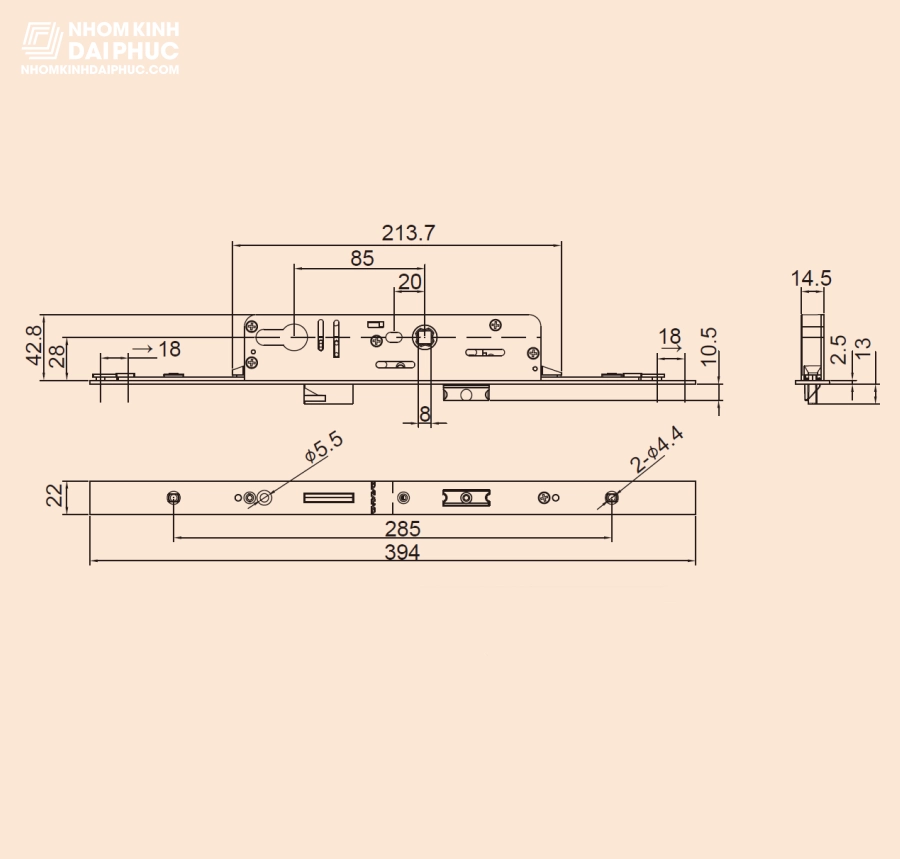 Phụ Kiện Draho - Bụng Khóa Đa Điểm Cửa Đi 2885C1