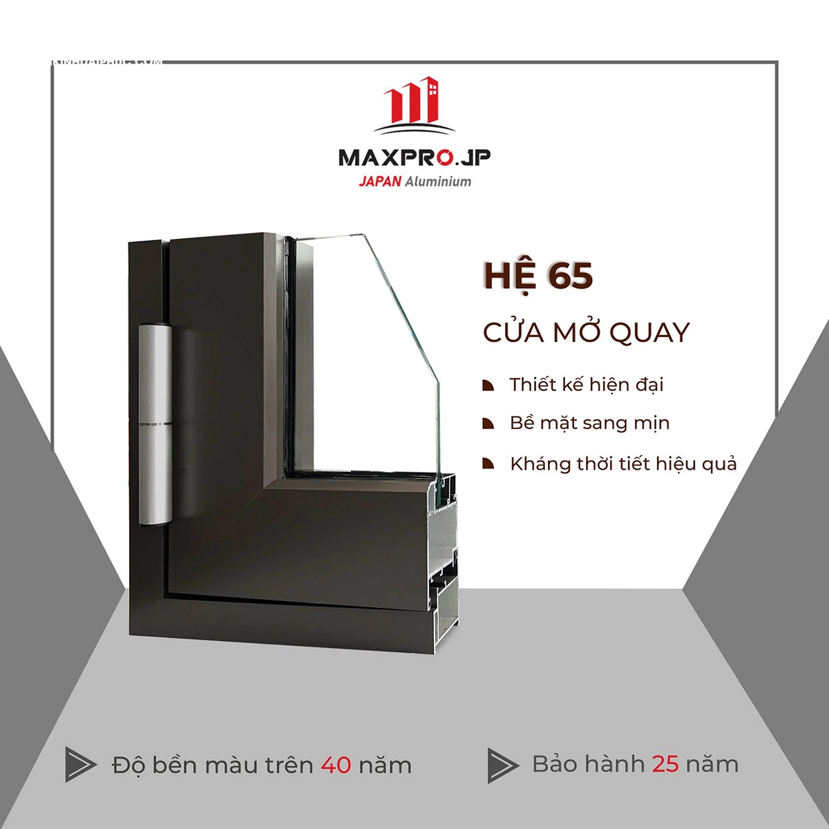 Profile nhôm maxpro hệ 65 màu nâu thu