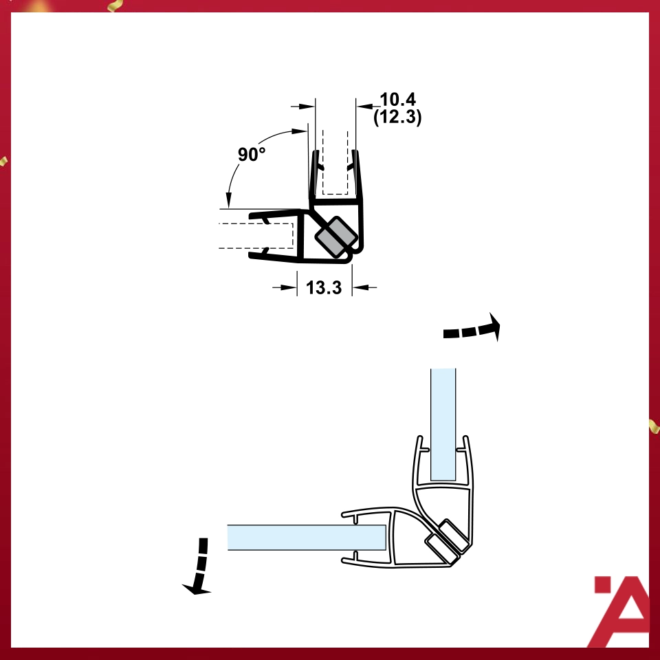 Ron Cửa Kính 10 - 12mm Nam Châm 90º Hafele 950.50.027