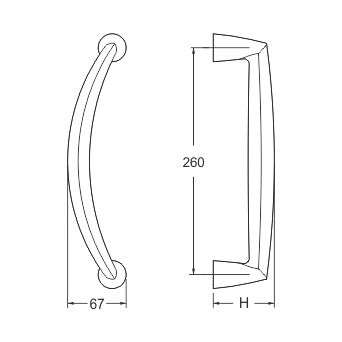 Tay chữ nắm D cửa đi lùa kiểu London 260mm lắp trong nhà (màu vàng) Cmech E010106-11