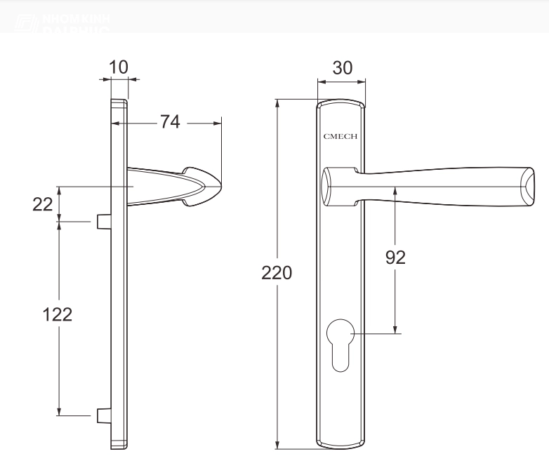 Tay cửa đi kiểu New York Cmech (màu bạc) D010133-01