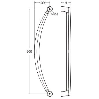 Tay cửa lùa chữ D London 600mm lắp trong và ngoài (Bạc) Cmech E010117-01