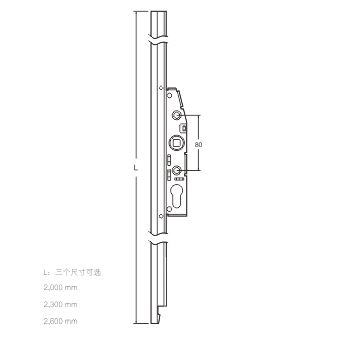 Thân khóa cửa đi trượt nâng liên đầu biên dài 2000MM Cmech F020008, SAVIO hệ Luxury