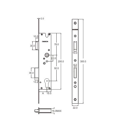 Thân khóa đơn điểm tim 33mm Cmech D030041