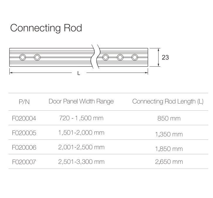 Thanh nối liên động bánh xe cửa đi trượt - nâng dài 1350mm Cmech F020005
