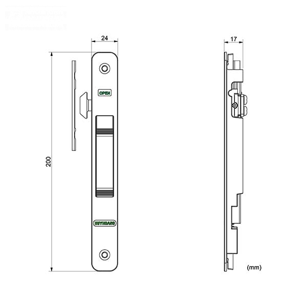 Thông số kỹ thuật Tay nắm cửa trượt Huy Hoàng AP 01 hệ 55 Mạ Titan