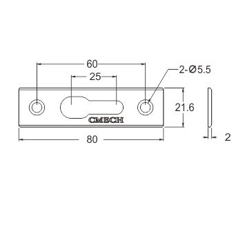 Vấu hãm thanh chuyển động cửa lùa bản 17.5 Cmech E100009